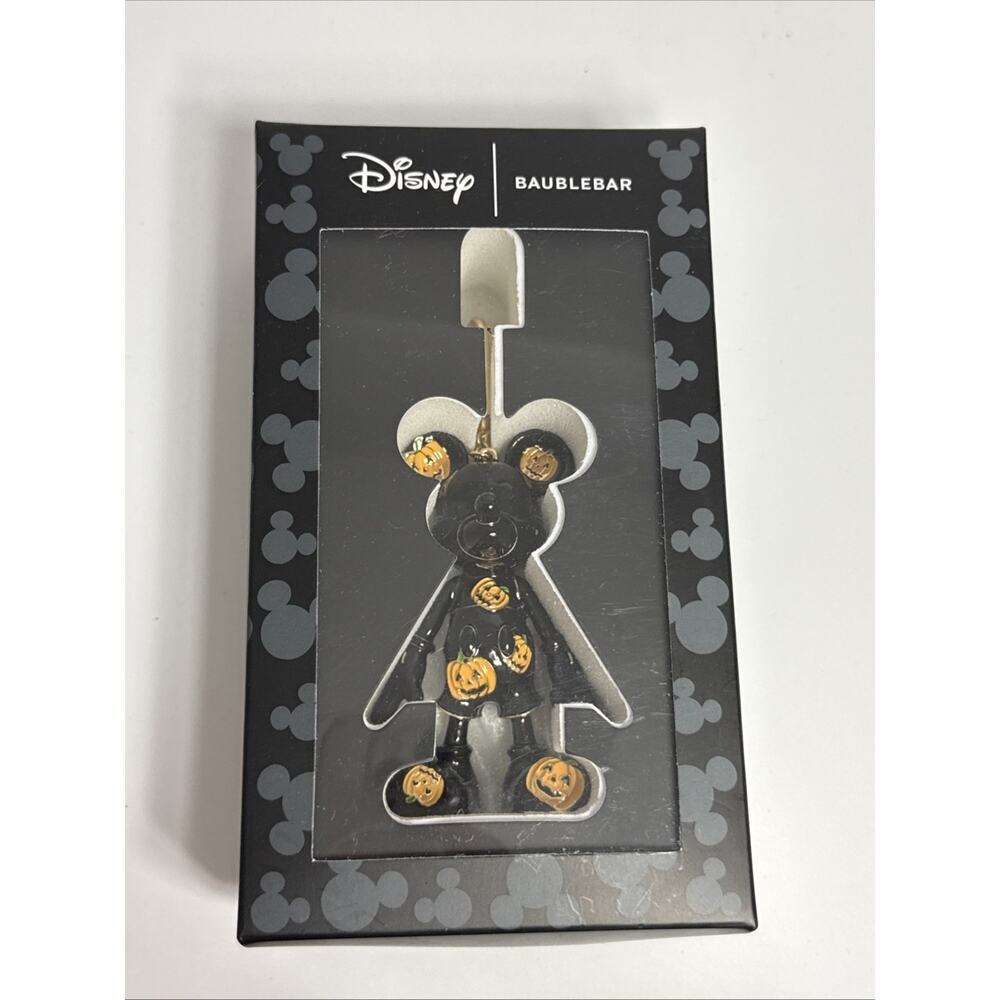 Disney Mickey Mouse Black Orange Jack-O-Lanterns Keychain Charm Baublebar NIB - Picture 3 of 5